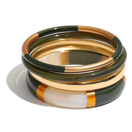 Waterproof The Socialite Bangle Set Olive