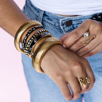 Black Confetti Bangle Set
