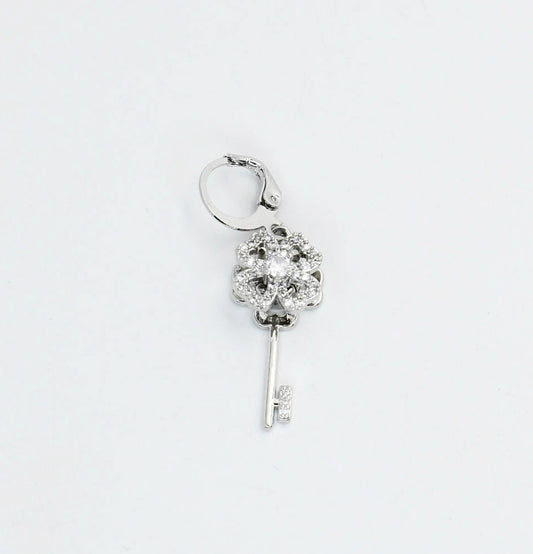 Flower Key Charm Silver CH-43