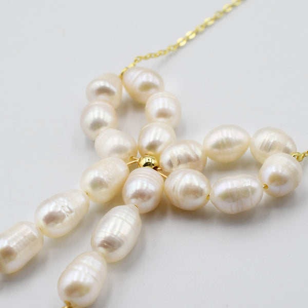 Fresh Pearl Bow Necklace I-22