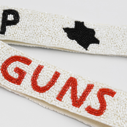 GUNS UP Red/Black Texas Map Beaded Strap