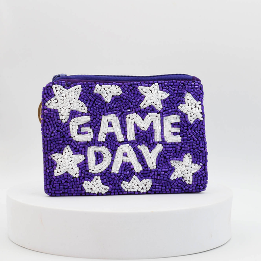 Purple/White Game Day Keychain Pouch