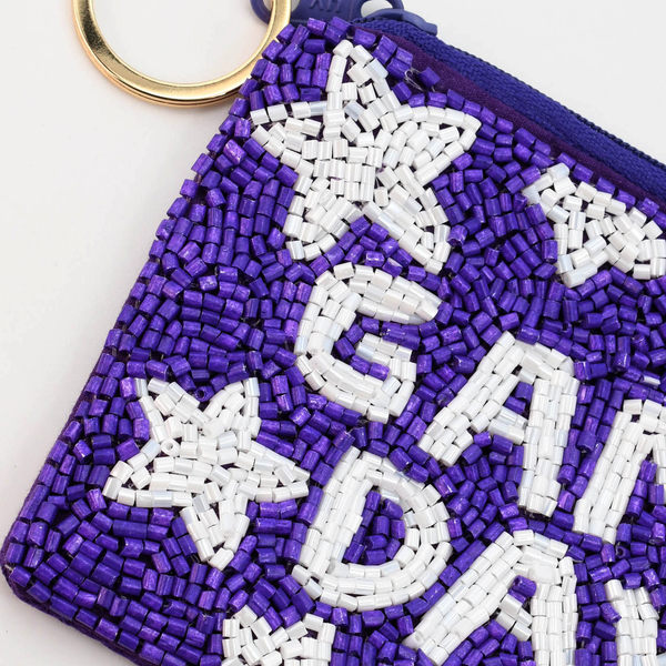 Purple/White Game Day Keychain Pouch