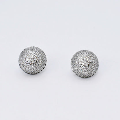 Glitter Bead Stud Silver