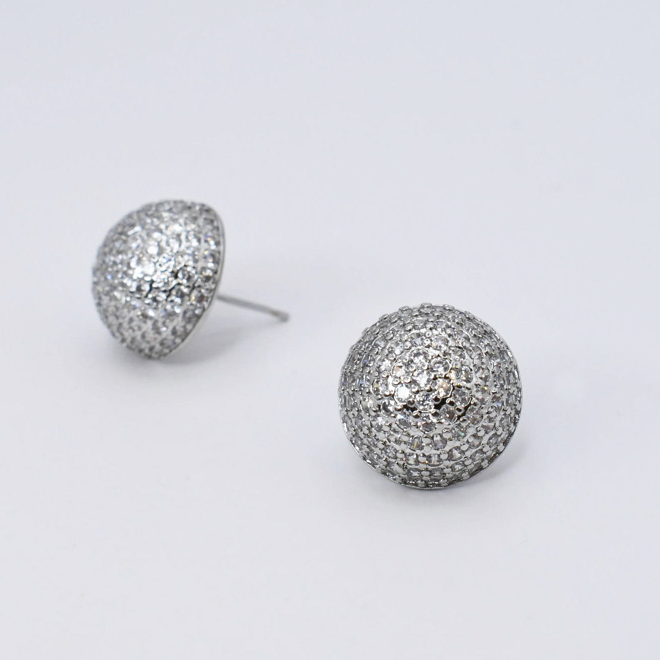 Glitter Bead Stud Silver