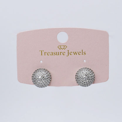 Glitter Bead Stud Silver