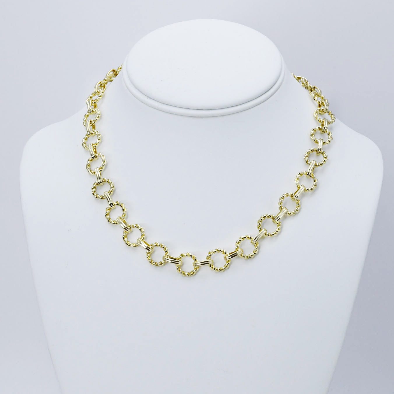 Gold Circle Chain Link Necklace M6