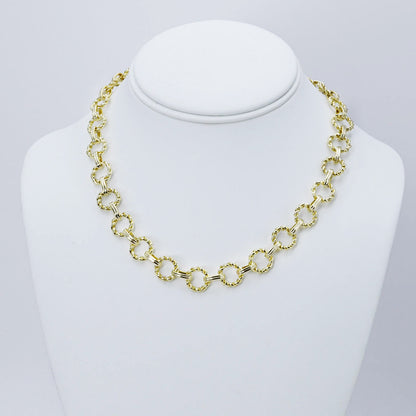 Gold Circle Chain Link Necklace M6