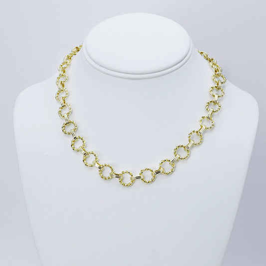 Gold Circle Chain Link Necklace M6