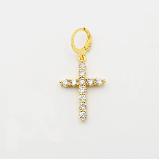 Gold Crystal Cross Charm CH-29