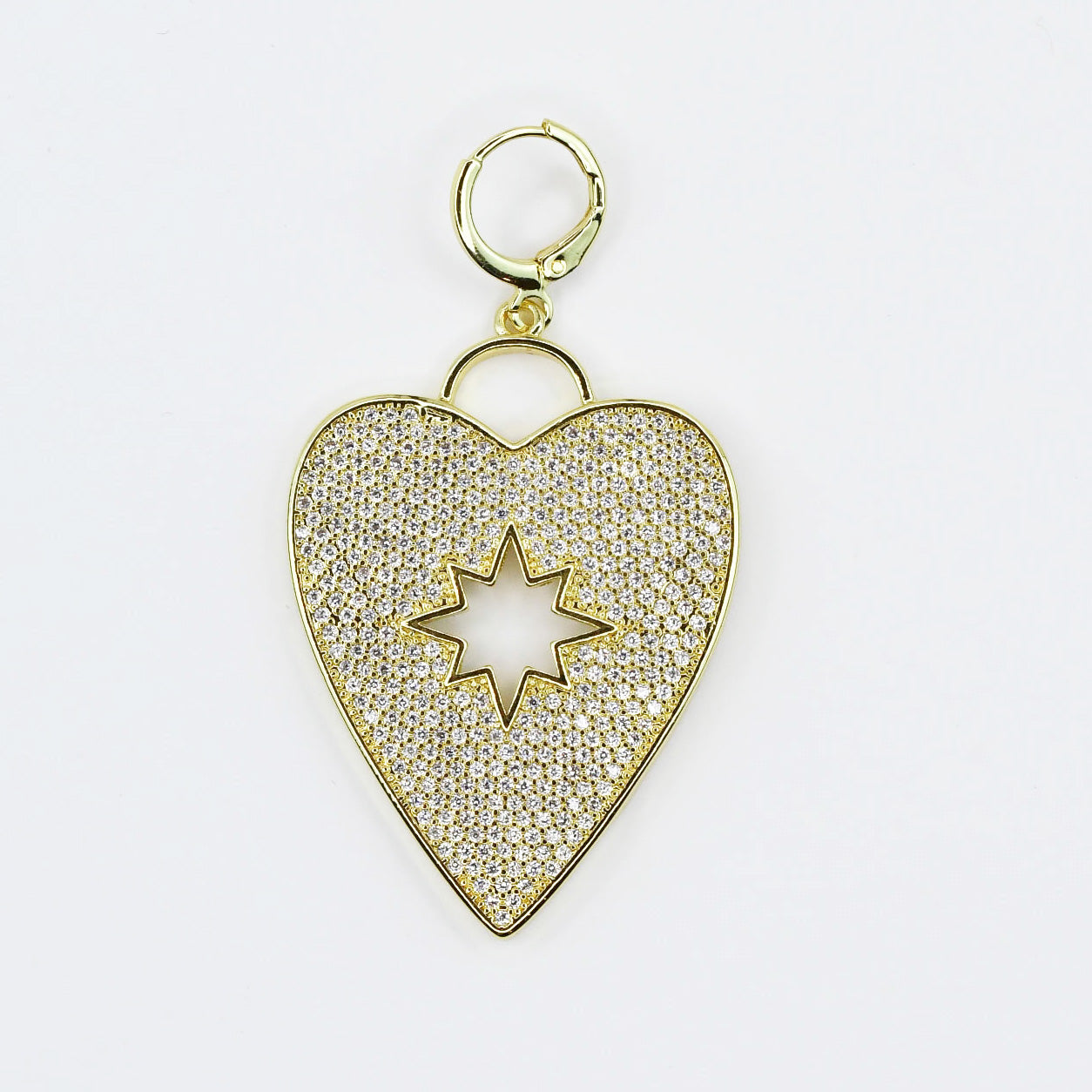 Gold Pave Heart with Star Shape Charm