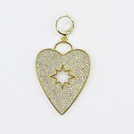 Gold Pave Heart with Star Shape Charm