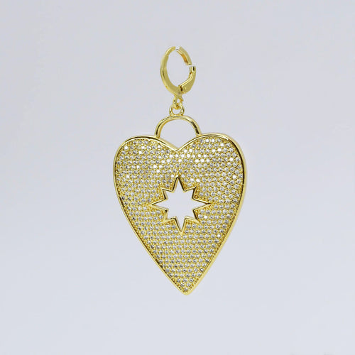 Gold Pave Heart with Star Shape