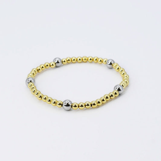 Gold Beaded Bracelet with Silver T57