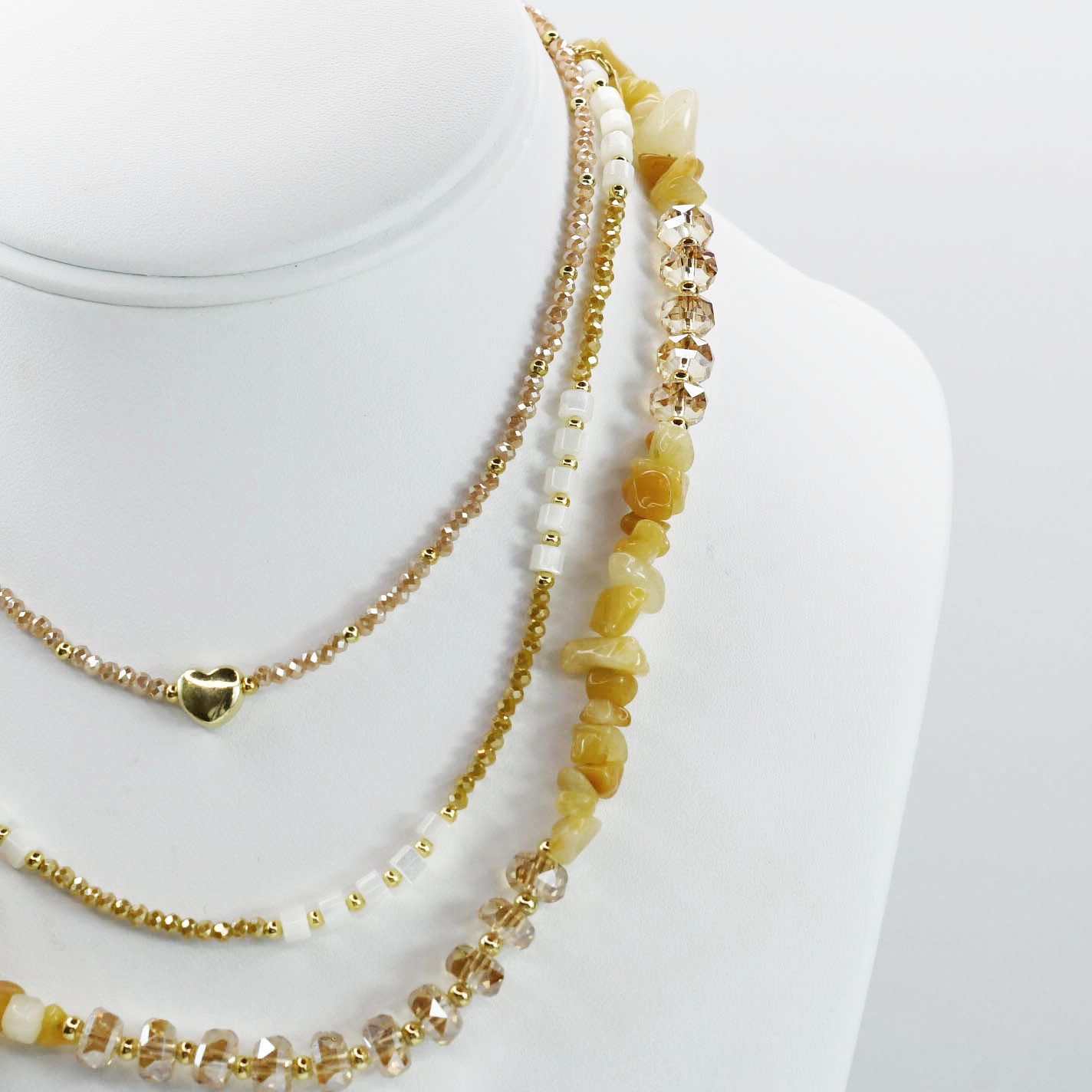 Colorful charms gold necklace featuring gemstone details, layered jewelry design, trendy accessory for women’s jewelry collections, boutique wholesale fashion necklace that is hypoallergenic, tarnish free, and waterproof jewelry with a cute aesthetic statement style