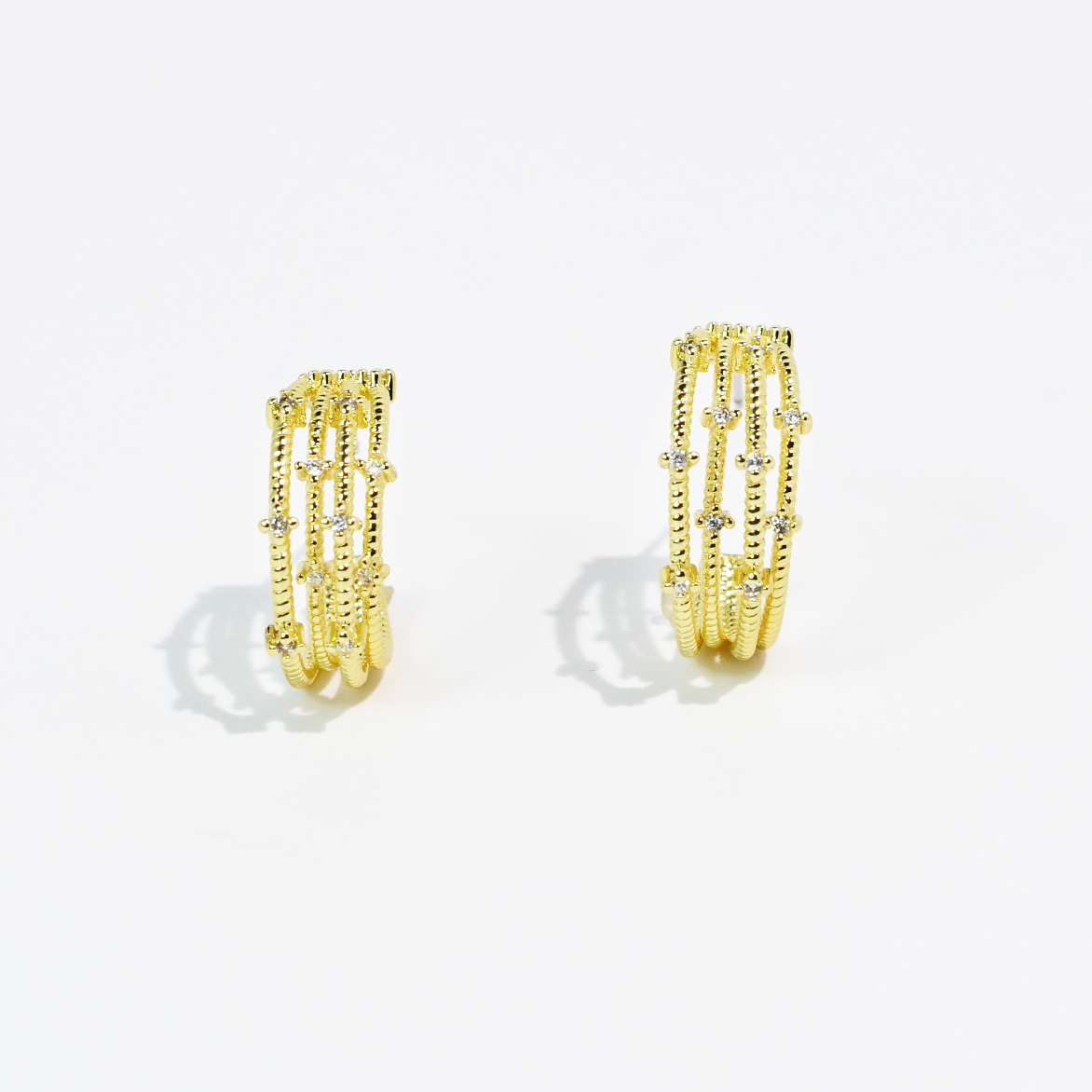 Golden Crystal Twist Hoops