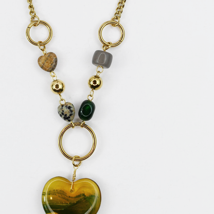 Dainty gold layered necklace, wholesale jewelry for women's boutiques, statement accessory, boutique wholesale jewelry, waterproof necklaces, statement gold necklace,trendy Gold necklace, waterproof gold necklace, hypoallergenic gold necklace,tarnish free Gold necklace, statement gold necklace,amber green heart pendant