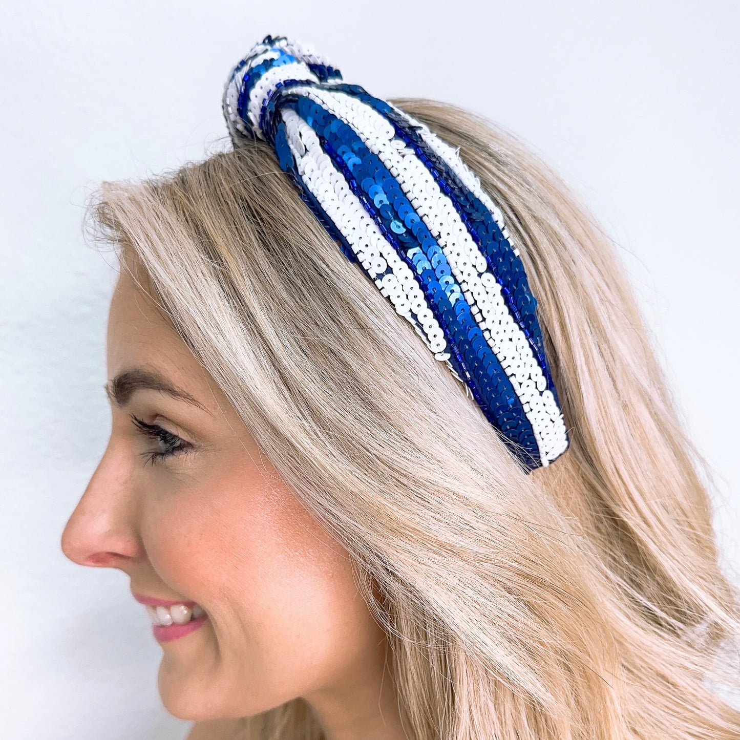 Blue/White Sequin Headband U78