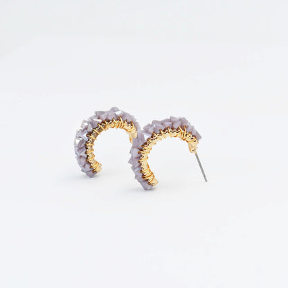 Half Lavender Stone Hoop D49