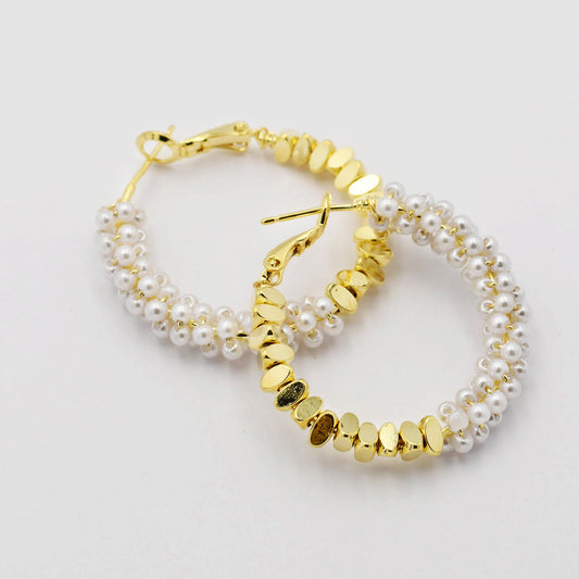 Half Pearly Hoop Gold N29