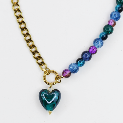 Colorful charms gold necklace featuring gemstone details, layered jewelry design, trendy accessory for women’s jewelry collections, boutique wholesale fashion necklace that is hypoallergenic, tarnish free, and waterproof jewelry with a cute aesthetic statement style