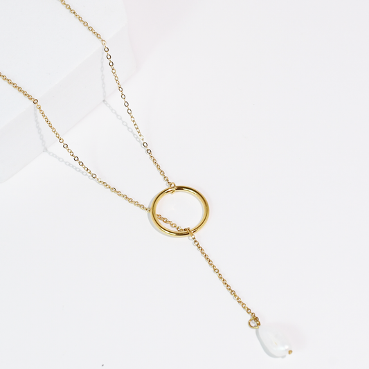 Halo Drop Pearl Necklace