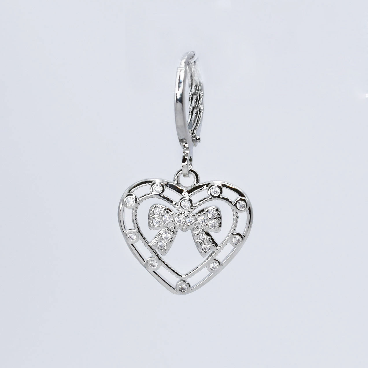 Heart Bow Silver Charm CH-284