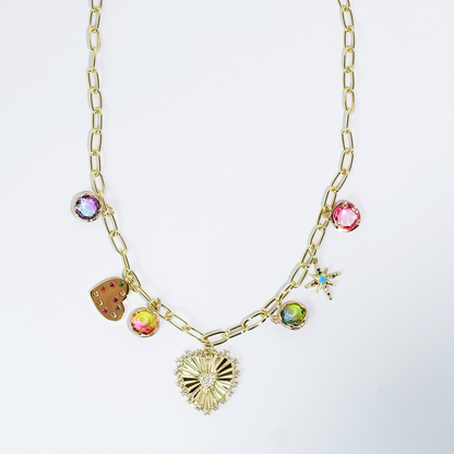 Hearts Drop Charm Necklace
