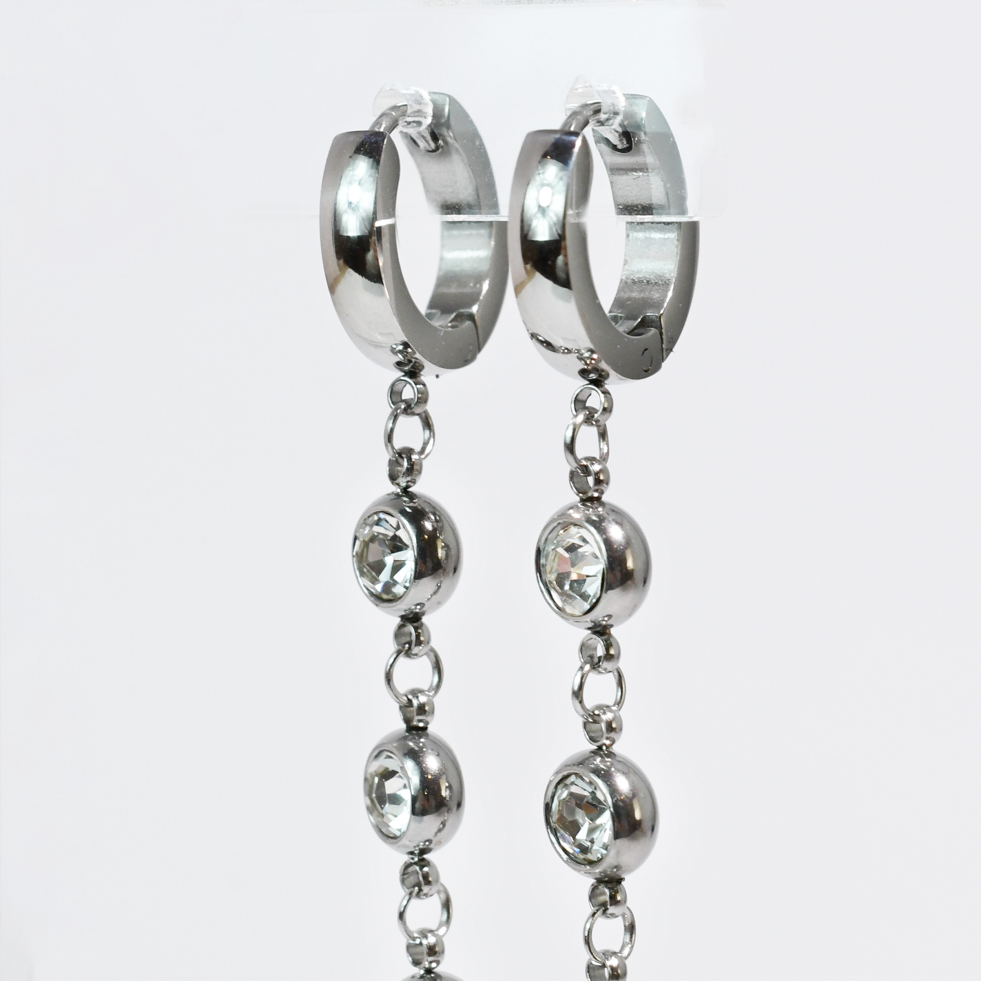 Heavens Drop Huggie Silver