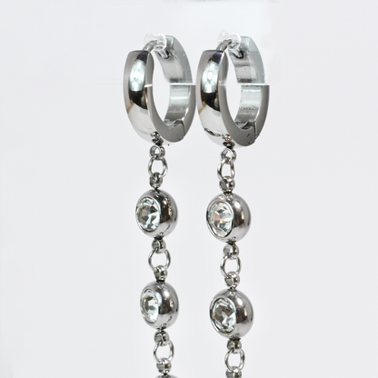 Heavens Drop Huggie Silver