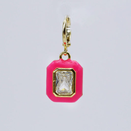 Hot Pink Crystal Pendant Charm CH-203