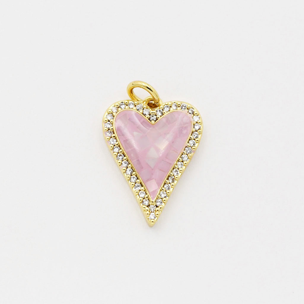 Pink Crystal Heart Charm
