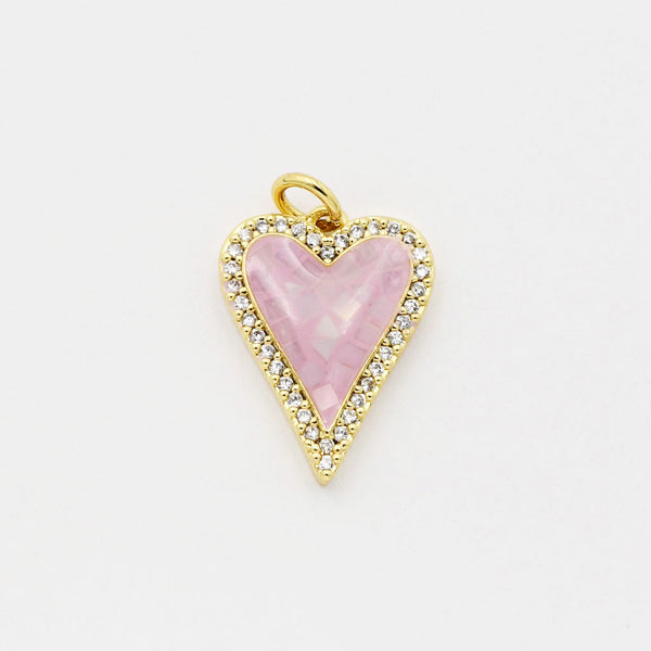 Pink Crystal Heart Charm