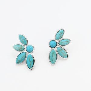 Half Turquoise Flower Silver G11