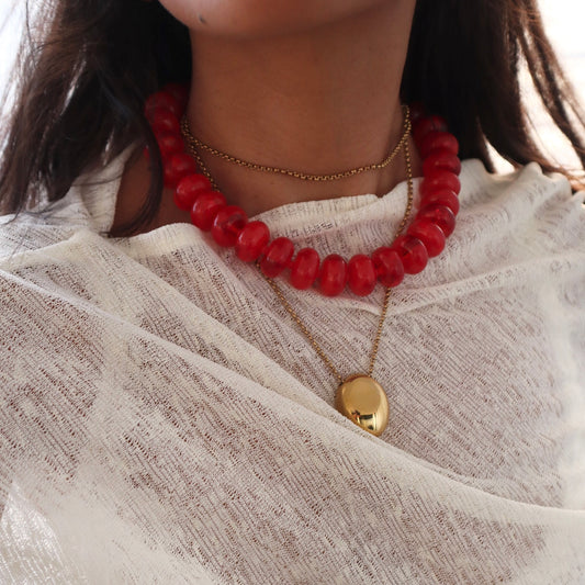 Sugar Bead Red Necklace