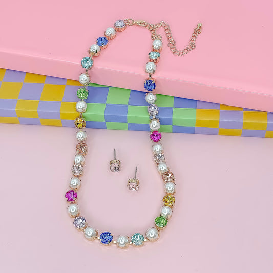 Rainbow Glimmer Pearl Necklace