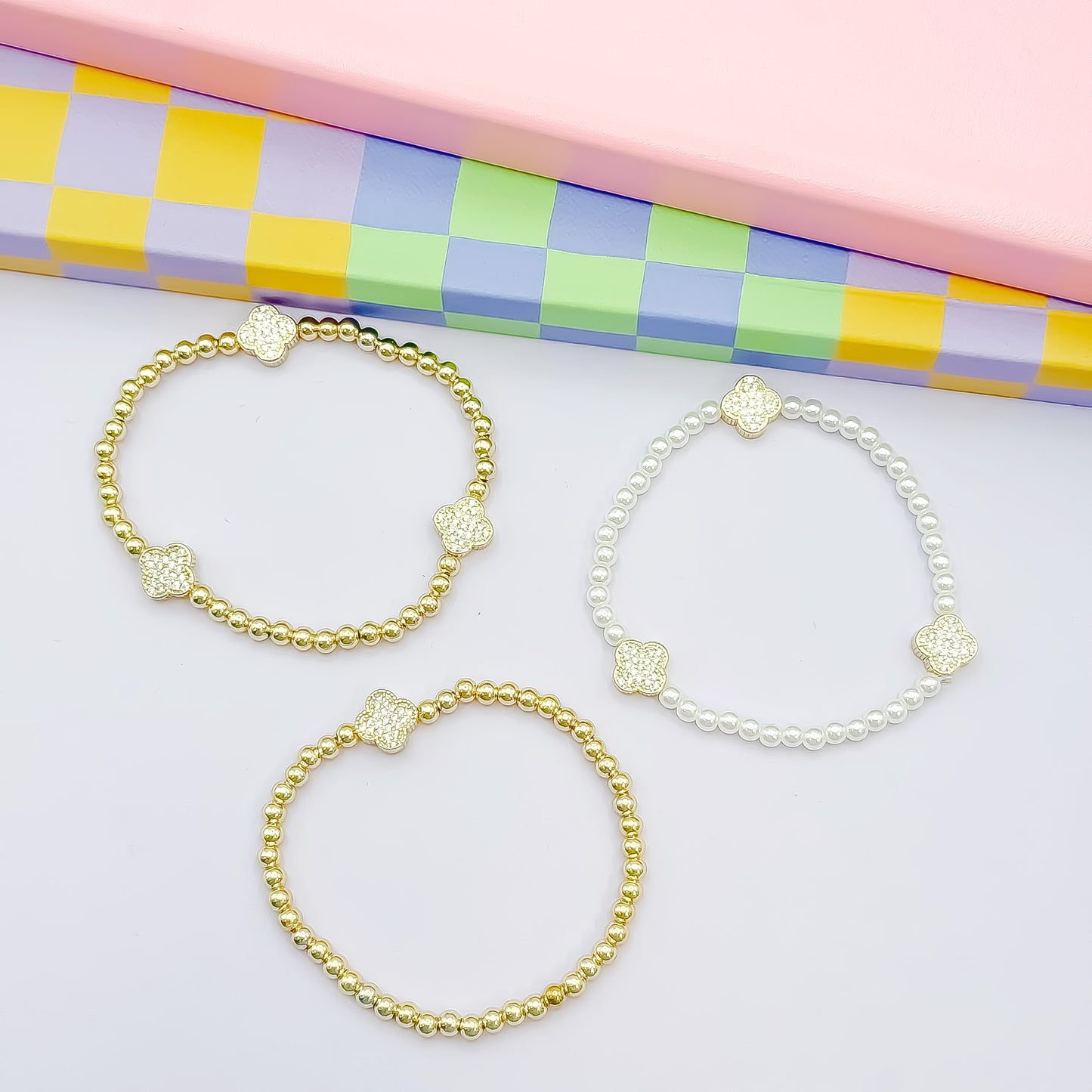 Pearly Gold Amelia Beaded Bracelet