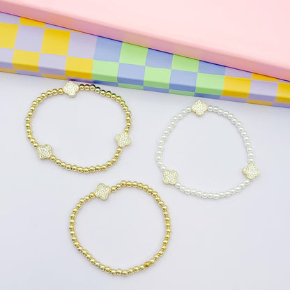 Pearly Gold Amelia Beaded Bracelet