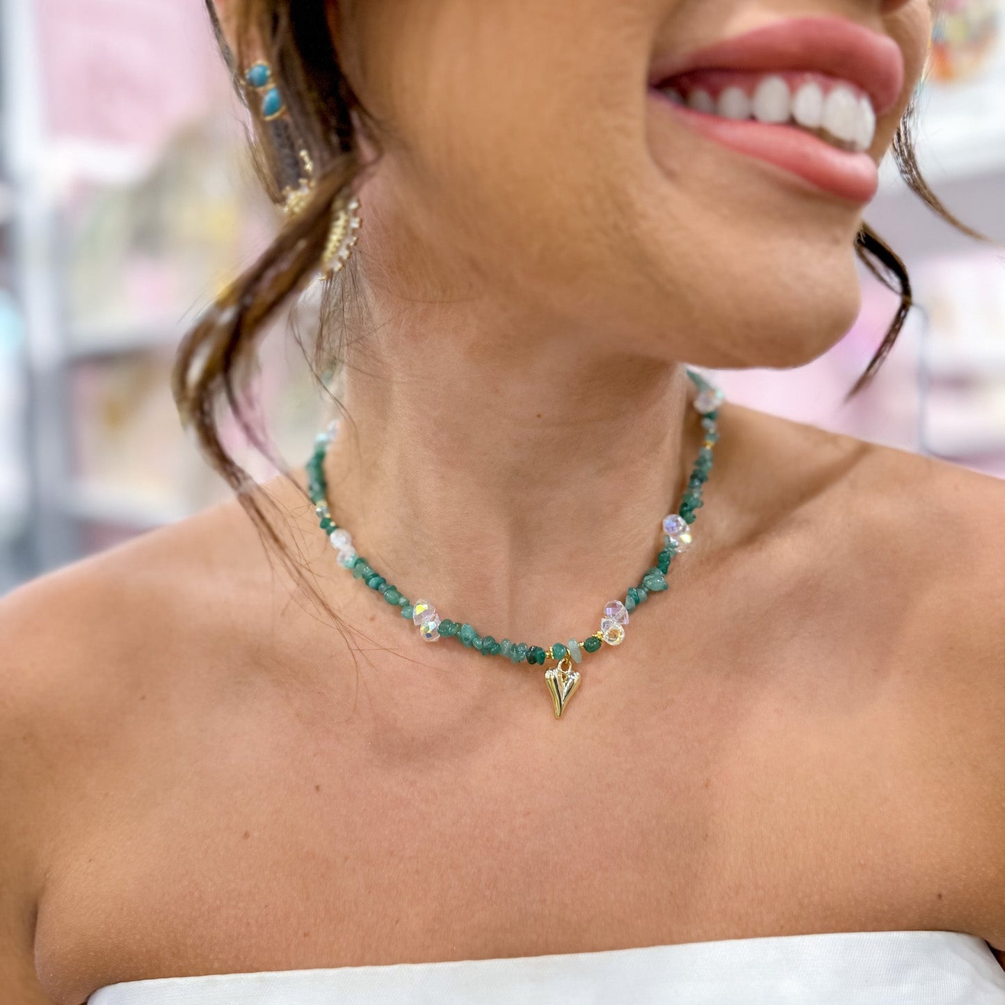 Hidden Treasure Gemstone Necklace with Charm