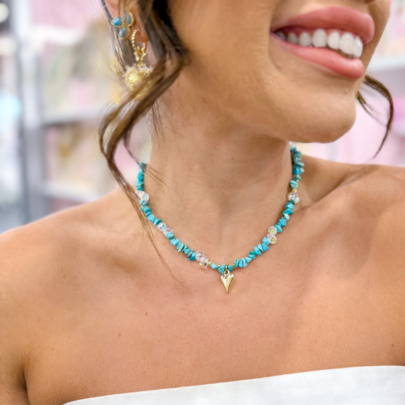 Hidden Treasure Gemstone Necklace with Charm