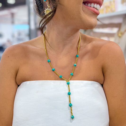 Western Flair Beaded Lariat Necklace