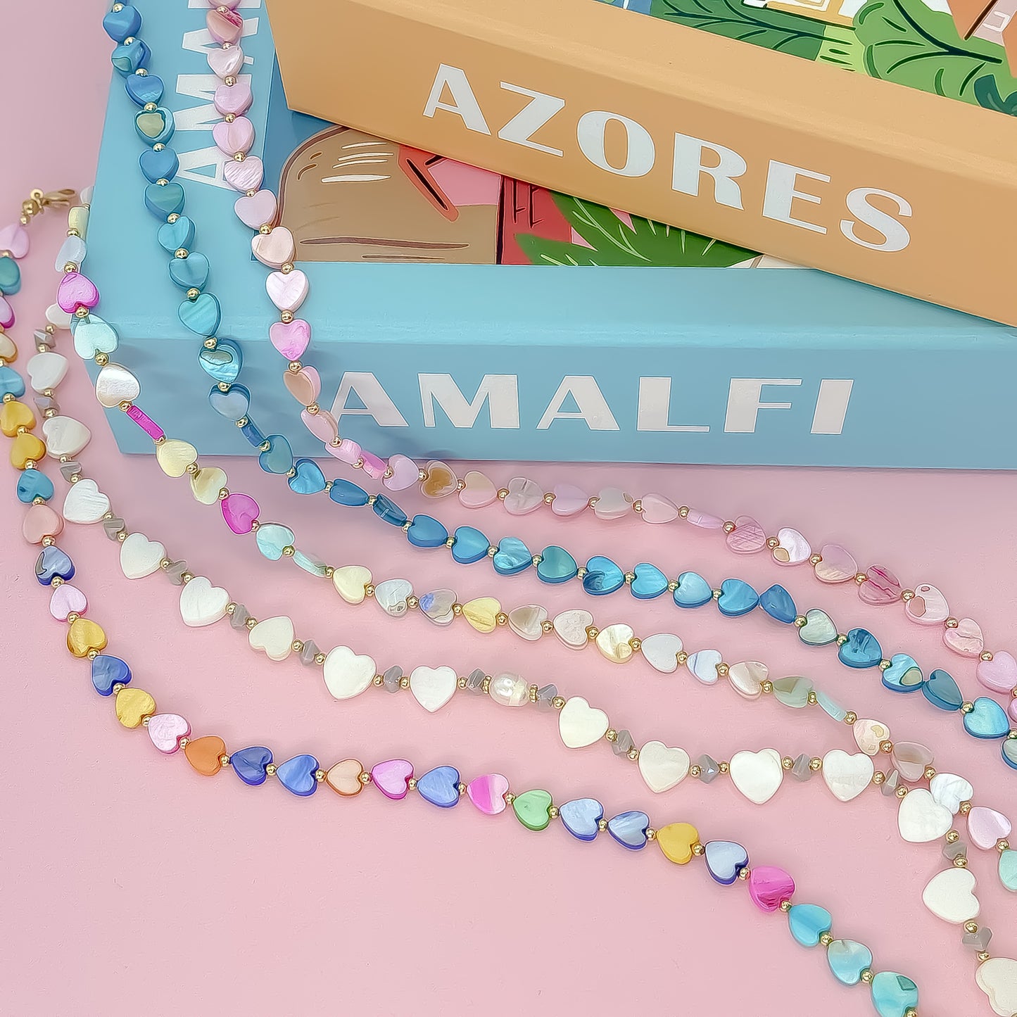 Multi Heart Stone Necklaces
