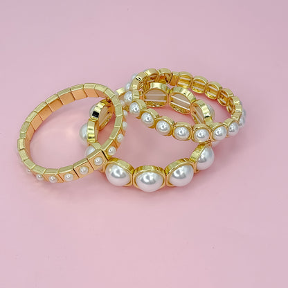 Glam Pearl Trio Bracelet Set