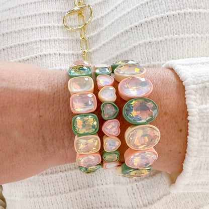 Sage Coral Hearts Stack Set