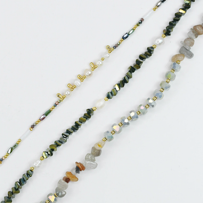 Colorful charms gold necklace featuring gemstone details, layered jewelry design, trendy accessory for women’s jewelry collections, boutique wholesale fashion necklace that is hypoallergenic, tarnish free, and waterproof jewelry with a cute aesthetic statement style