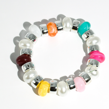 Joyful Silver Beaded Bracelet