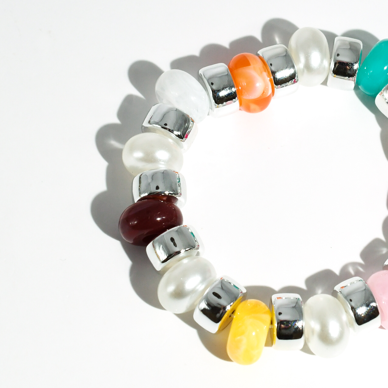 Joyful Silver Beaded Bracelet