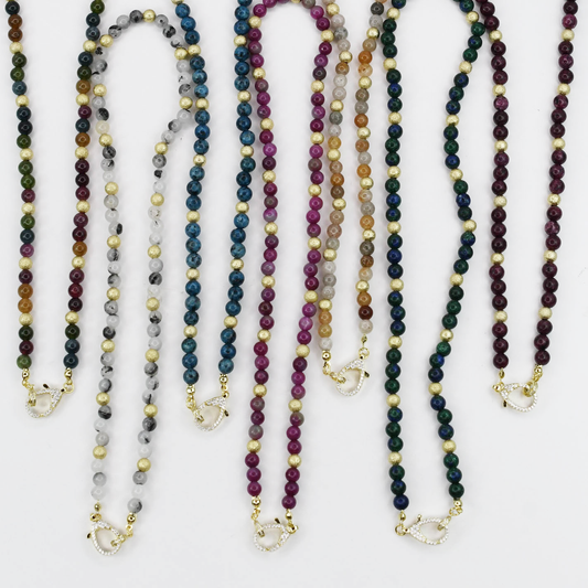Just the Girl Gemstone Beaded Necklace with Lobster Claw