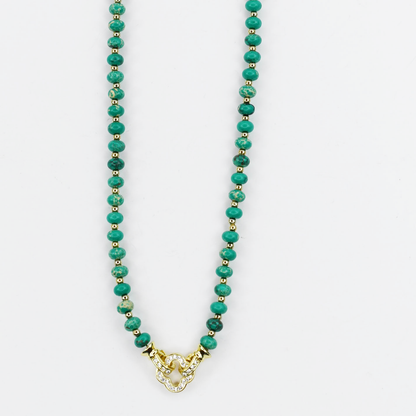 Colorful charms gold necklace featuring gemstone details, layered jewelry design, trendy accessory for women’s jewelry collections, boutique wholesale fashion necklace that is hypoallergenic, tarnish free, and waterproof jewelry with a cute aesthetic statement style