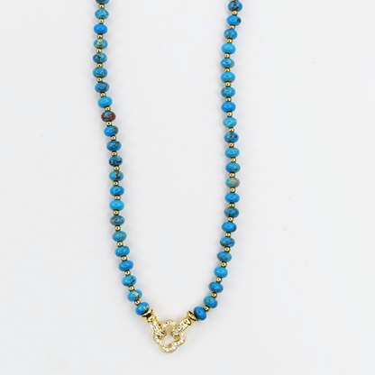 Colorful charms gold necklace featuring gemstone details, layered jewelry design, trendy accessory for women’s jewelry collections, boutique wholesale fashion necklace that is hypoallergenic, tarnish free, and waterproof jewelry with a cute aesthetic statement style